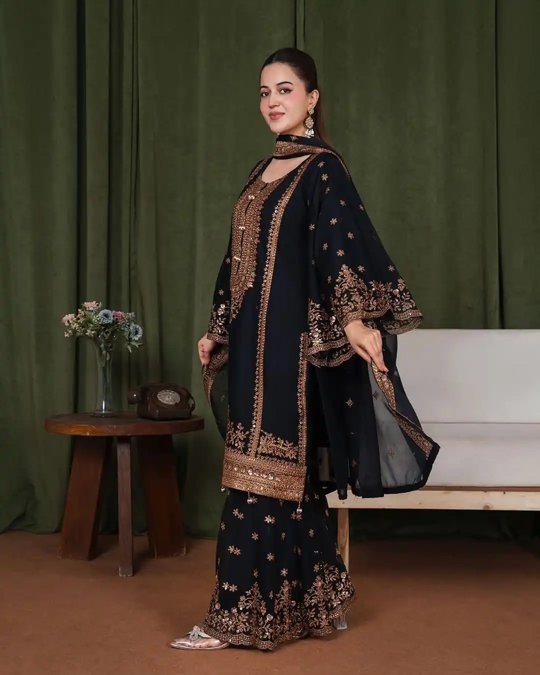 NSR 890 Black Fendy Silk Salwar Suitwith Embroidery Work & Lace Work. Now at just ₹2399. Delivery 4-6 Working Days. Shop now. | Casual Suits, Jump Suits, Creative suits, Designer Suits, Palazzo Suits, Party Wear Suits, Patiala Suits, Salwar suit, Straight Suits