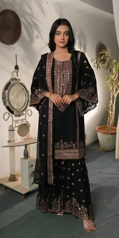 NSR 890 Black Fendy Silk Salwar Suitwith Embroidery Work & Lace Work. Now at just ₹2399. Delivery 4-6 Working Days. Shop now. | Casual Suits, Jump Suits, Creative suits, Designer Suits, Palazzo Suits, Party Wear Suits, Patiala Suits, Salwar suit, Straight Suits