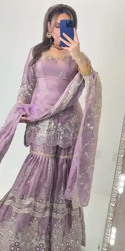 NF 1297 Lavender Fendy Silk Salwar Suitwith Embroidery Work & Lace Work. Now at just ₹2799. Delivery 4-6 Working Days. Shop now. | Casual Suits, Jump Suits, Creative suits, Designer Suits, Palazzo Suits, Party Wear Suits, Patiala Suits, Salwar suit, Straight Suits