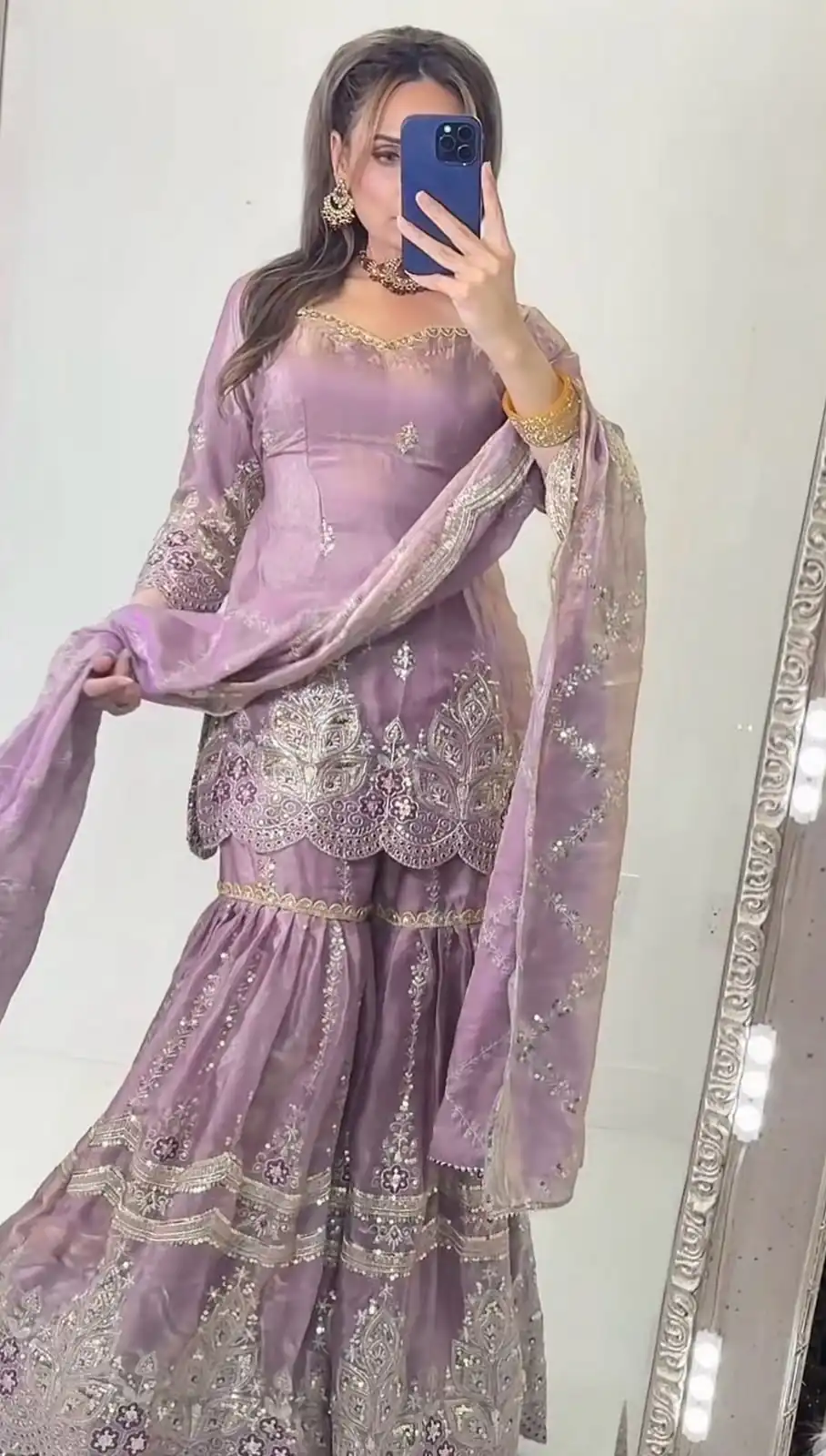 NF 1297 Lavender Fendy Silk Salwar Suitwith Embroidery Work & Lace Work. Now at just ₹2799. Delivery 4-6 Working Days. Shop now. | Casual Suits, Jump Suits, Creative suits, Designer Suits, Palazzo Suits, Party Wear Suits, Patiala Suits, Salwar suit, Straight Suits