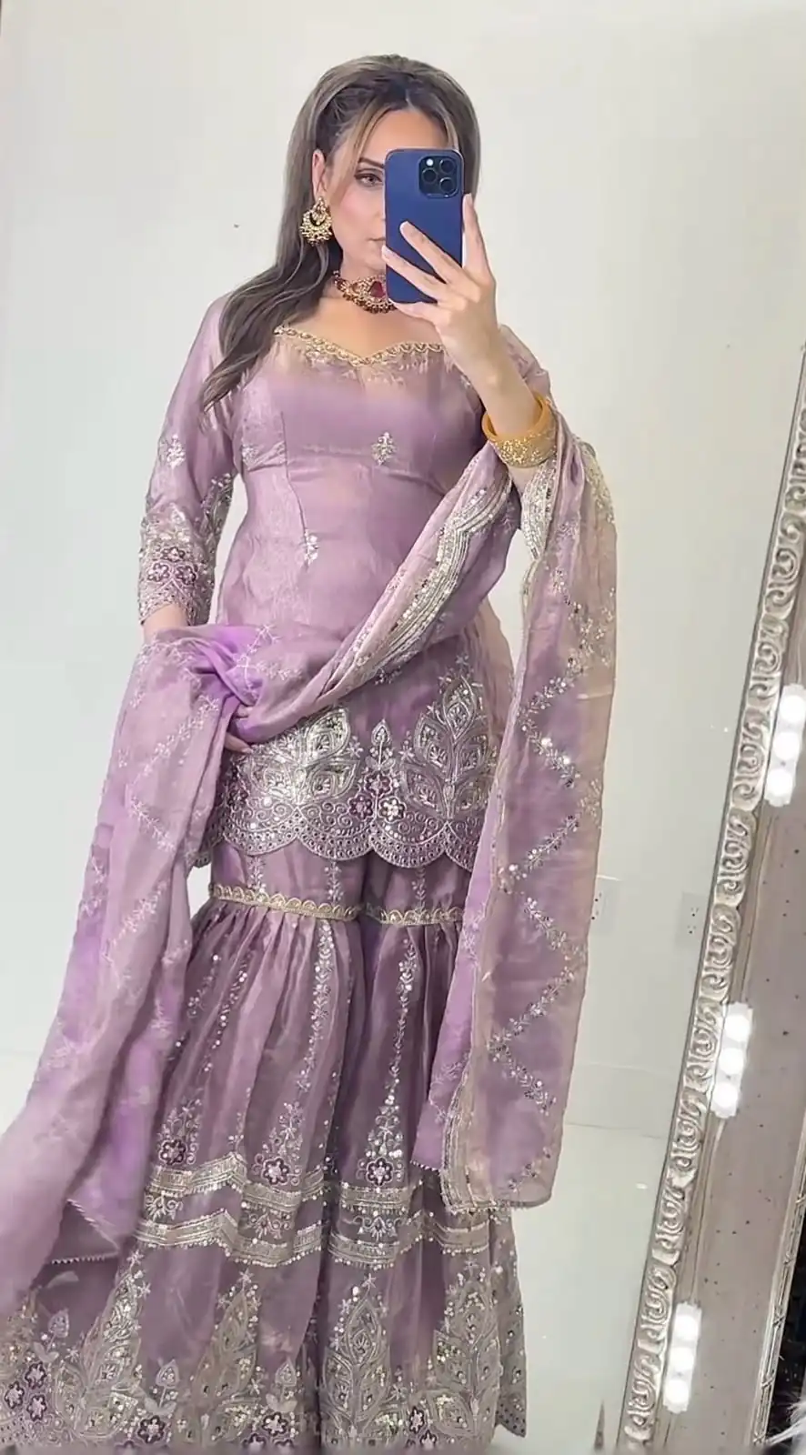 NF 1297 Lavender Fendy Silk Salwar Suitwith Embroidery Work & Lace Work. Now at just ₹2799. Delivery 4-6 Working Days. Shop now. | Casual Suits, Jump Suits, Creative suits, Designer Suits, Palazzo Suits, Party Wear Suits, Patiala Suits, Salwar suit, Straight Suits