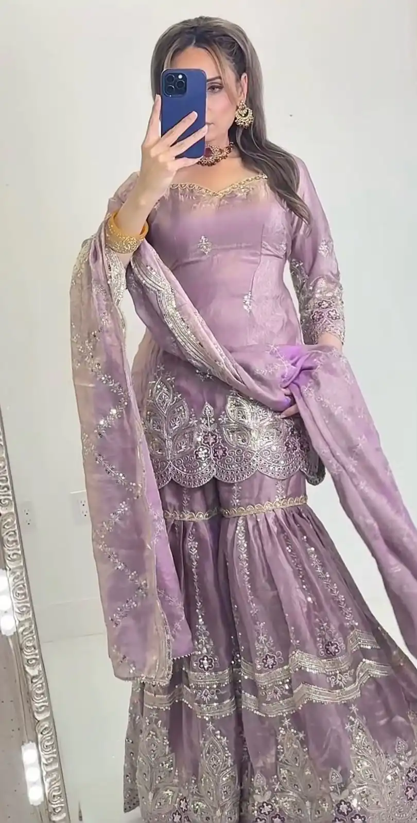 NF 1297 Lavender Fendy Silk Salwar Suitwith Embroidery Work & Lace Work. Now at just ₹2799. Delivery 4-6 Working Days. Shop now. | Casual Suits, Jump Suits, Creative suits, Designer Suits, Palazzo Suits, Party Wear Suits, Patiala Suits, Salwar suit, Straight Suits
