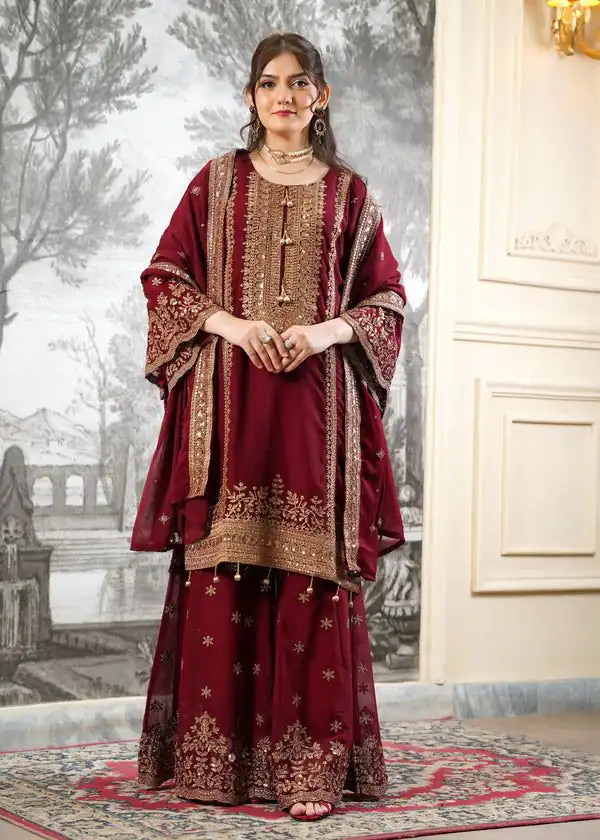 NSR 890 Maroon Fendy Silk Salwar Suitwith Embroidery Work & Lace Work. Now at just ₹2399. Delivery 4-6 Working Days. Shop now. | Casual Suits, Jump Suits, Creative suits, Designer Suits, Palazzo Suits, Party Wear Suits, Patiala Suits, Salwar suit, Straight Suits
