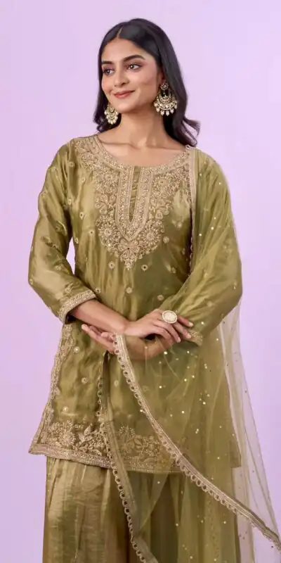 ZD 10016 Mehandi Fendy Silk Salwar Suitwith Embroidery Work & Lace Work. Now at just ₹2399. Delivery 4-6 Working Days. Shop now. | Casual Suits, Jump Suits, Creative suits, Designer Suits, Palazzo Suits, Party Wear Suits, Patiala Suits, Salwar suit, Straight Suits