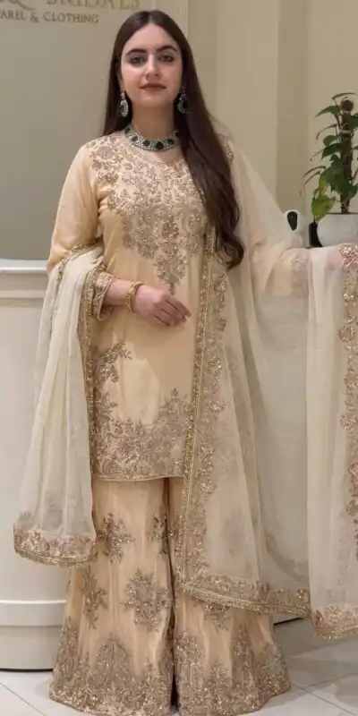 MT 1079 Off White Natural Silk Salwar Suit with Sequins Work & Embroidery Work. Special Price ₹2449. Delivery 4-6 Working Days. Shop now. | Casual Suits, Jump Suits, Creative suits, Designer Suits, Palazzo Suits, Party Wear Suits, Patiala Suits, Salwar suit, Straight Suits