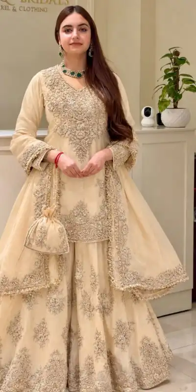 MT 1079 Off White Natural Silk Salwar Suit with Sequins Work & Embroidery Work. Special Price ₹2449. Delivery 4-6 Working Days. Shop now. | Casual Suits, Jump Suits, Creative suits, Designer Suits, Palazzo Suits, Party Wear Suits, Patiala Suits, Salwar suit, Straight Suits