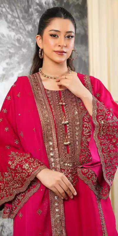 NSR 890 Red Fendy Silk Salwar Suitwith Embroidery Work & Lace Work. Now at just ₹2399. Delivery 4-6 Working Days. Shop now. | Casual Suits, Jump Suits, Creative suits, Designer Suits, Palazzo Suits, Party Wear Suits, Patiala Suits, Salwar suit, Straight Suits