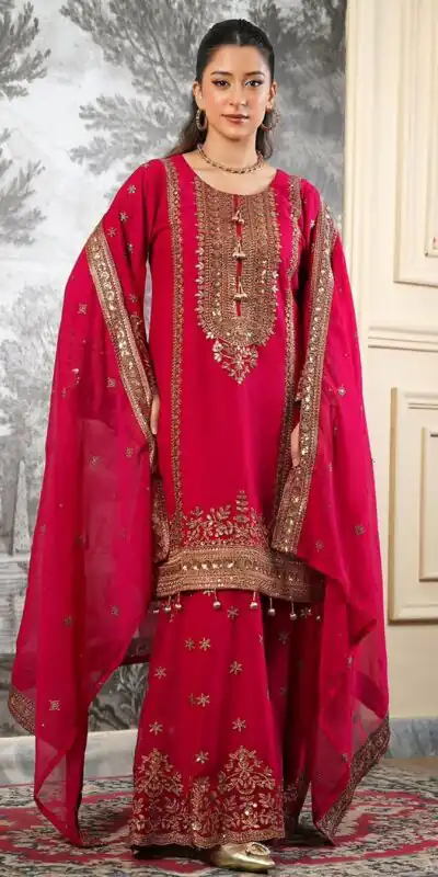 NSR 890 Red Fendy Silk Salwar Suitwith Embroidery Work & Lace Work. Now at just ₹2399. Delivery 4-6 Working Days. Shop now. | Casual Suits, Jump Suits, Creative suits, Designer Suits, Palazzo Suits, Party Wear Suits, Patiala Suits, Salwar suit, Straight Suits
