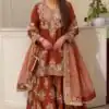 MT 1079 Rust Natural Silk Salwar Suit with Sequins Work & Embroidery Work. Special Price ₹2449. Delivery 4-6 Working Days. Shop now. | Casual Suits, Jump Suits, Creative suits, Designer Suits, Palazzo Suits, Party Wear Suits, Patiala Suits, Salwar suit, Straight Suits