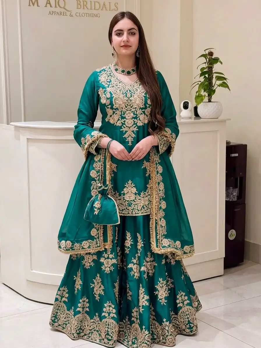 MT 1079 Teal Natural Silk Salwar Suit with Sequins Work & Embroidery Work. Special Price ₹2449. Delivery 4-6 Working Days. Shop now. | Casual Suits, Jump Suits, Creative suits, Designer Suits, Palazzo Suits, Party Wear Suits, Patiala Suits, Salwar suit, Straight Suits