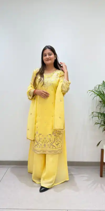BE 501 Yellow Crunchy Silk Salwar Suit with Embroidery Work. Wedding, Party, Festive, Events Best Price ₹2349. Delivery 4-6 Working Days. Shop now. | Casual Suits, Jump Suits, Creative suits, Designer Suits, Palazzo Suits, Party Wear Suits, Patiala Suits, Salwar suit, Straight Suits