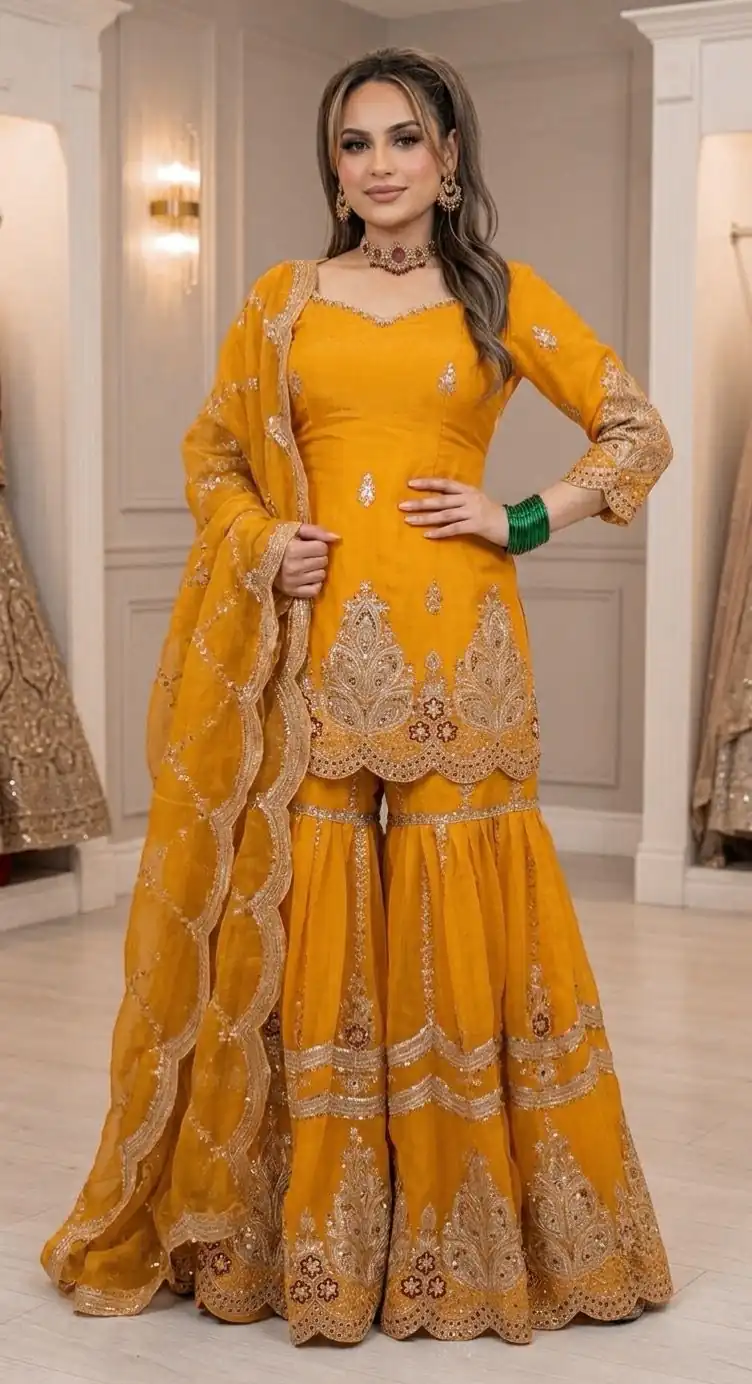 NF 1297 Yellow Fendy Silk Salwar Suitwith Embroidery Work & Lace Work. Now at just ₹2799. Delivery 4-6 Working Days. Shop now. | Casual Suits, Jump Suits, Creative suits, Designer Suits, Palazzo Suits, Party Wear Suits, Patiala Suits, Salwar suit, Straight Suits