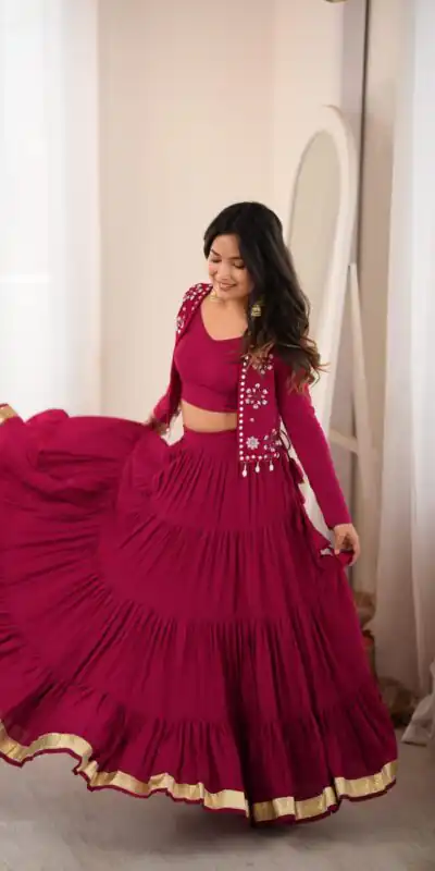 SP 94 Maroon Color Rayon Embroidery Work & Cowrie Work Lehenga Choli . Grab it for ₹2899. Delivery 4-6 Working Days. Shop now. | Bollywood Lehenga, Creative Lehenga, Designer Lehenga, Embroidered Lehenga, Lehenga, Party Wear Lehenga