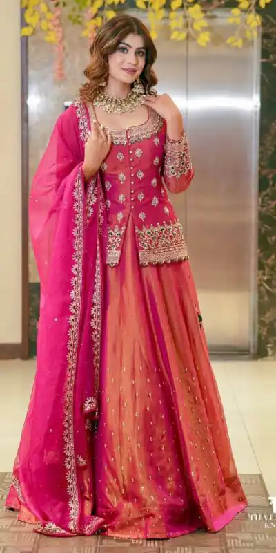 ZC 9008 Pink Simmer Silk Lehenga Choli with Embroidery Work & Sequins Work. Introductory Price ₹2199. Delivery 4-6 Working Days. Shop now. | Bollywood Lehenga, Creative Lehenga, Designer Lehenga, Embroidered Lehenga, Lehenga, Party Wear Lehenga
