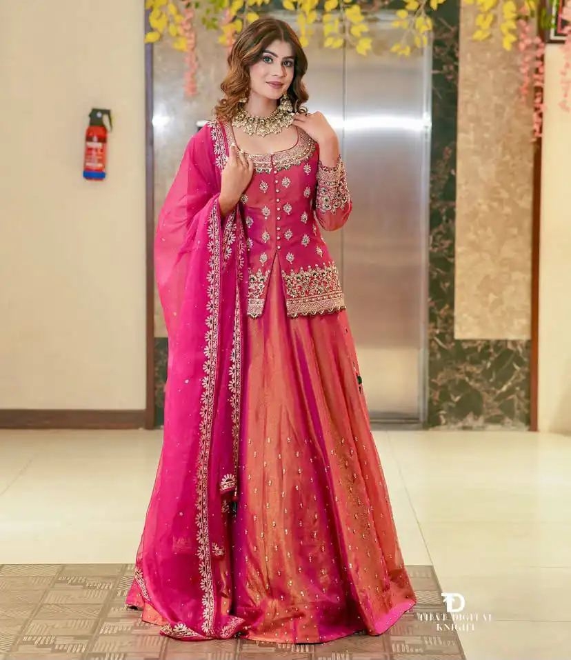 ZC 9008 Pink Simmer Silk Lehenga Choli with Embroidery Work & Sequins Work. Introductory Price ₹2199. Delivery 4-6 Working Days. Shop now. | Bollywood Lehenga, Creative Lehenga, Designer Lehenga, Embroidered Lehenga, Lehenga, Party Wear Lehenga