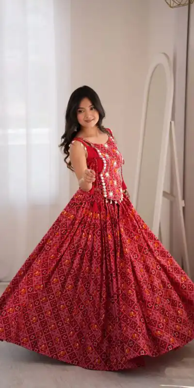 SP 96 Redl Color Rayon Embroidery Work & Cowrie Work Lehenga Choli . Grab it for ₹2199. Delivery 4-6 Working Days. Shop now. | Bollywood Lehenga, Creative Lehenga, Designer Lehenga, Embroidered Lehenga, Lehenga, Party Wear Lehenga