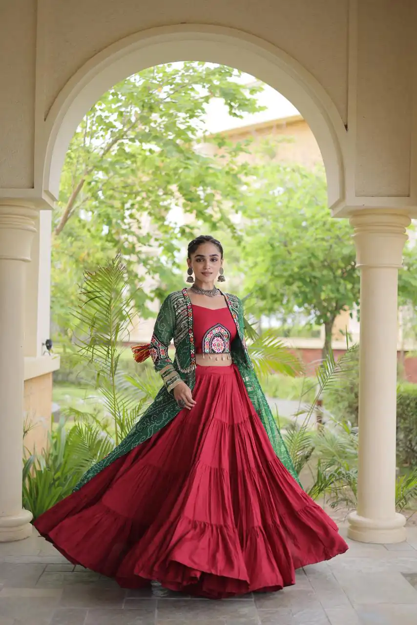 KA 5083 Red Color Rayon Embroidery Work & Cowrie Work Lehenga Choli . Grab it for ₹2949. Delivery 4-6 Working Days. Shop now. | Bollywood Lehenga, Creative Lehenga, Designer Lehenga, Embroidered Lehenga, Lehenga, Party Wear Lehenga