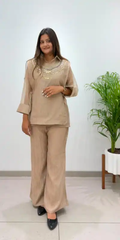 BE 485 Cream Colour | Brown Salsa Silk Kurti with Hand Work. Get it for ₹2249. Delivery 4-6 Working Days. Online Shop now. | Bollywood Kurti, Creative Kurtis, Designer Kurti, Kurti, Party Wear Kurti, Selfie Kurti