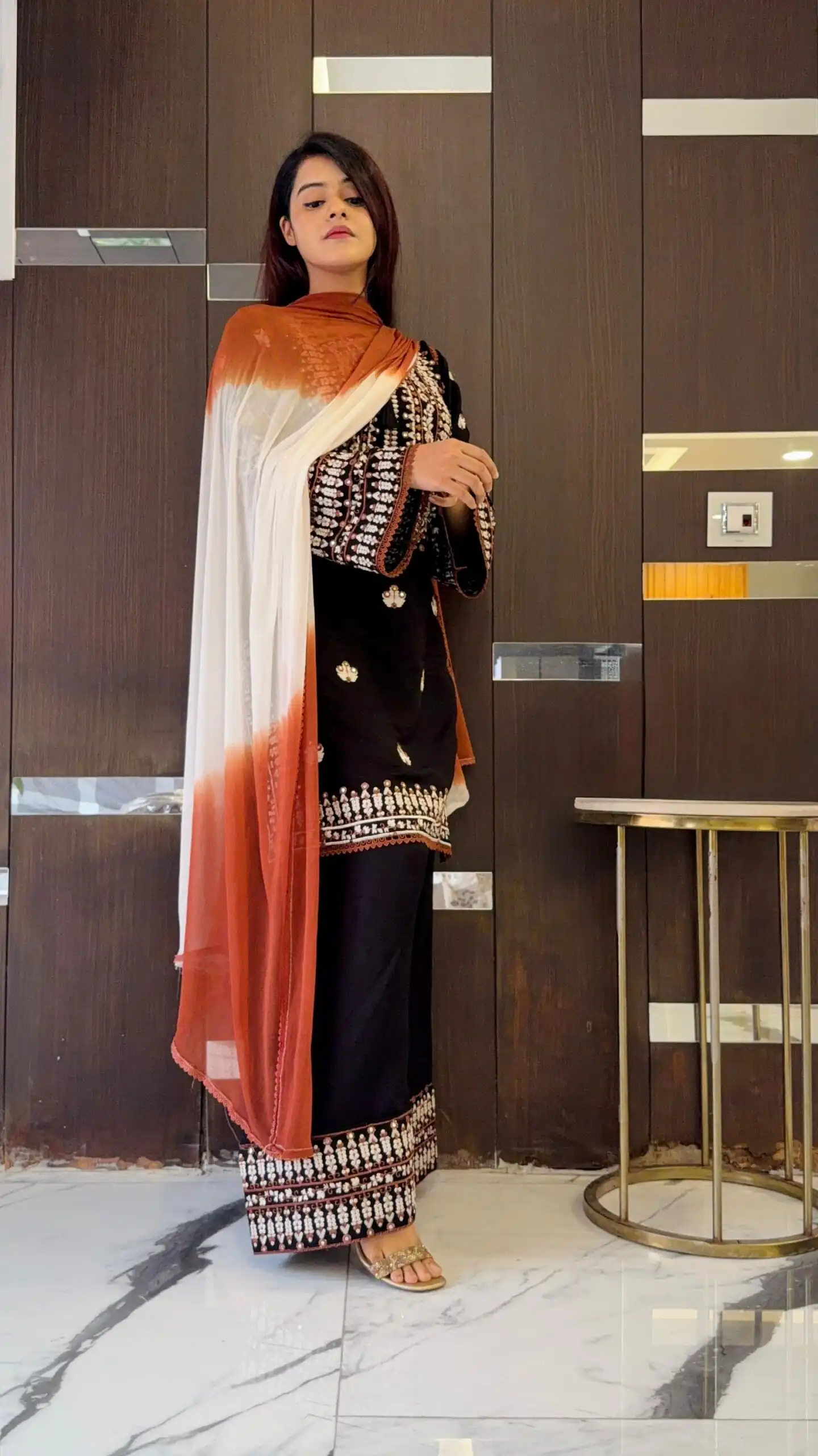 Aglow Black Rayon Cotton Embroidery Work Salwar Suit - Image 2