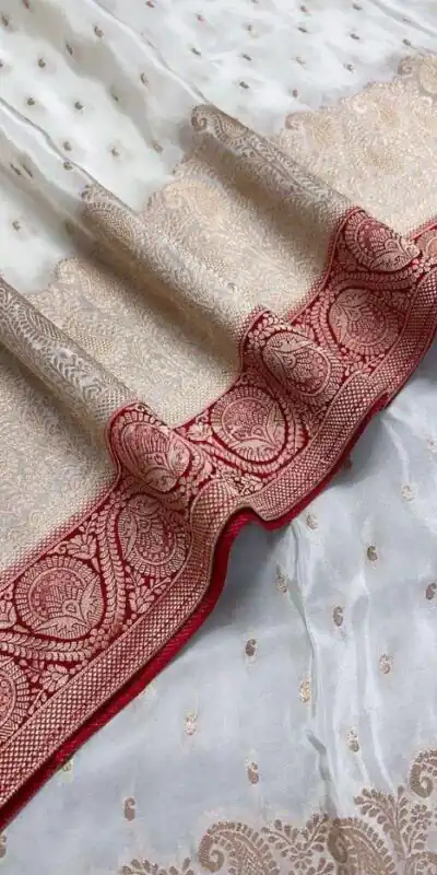 Alternative view of Alluring White Soft Silk Jacquard All Over Saree
