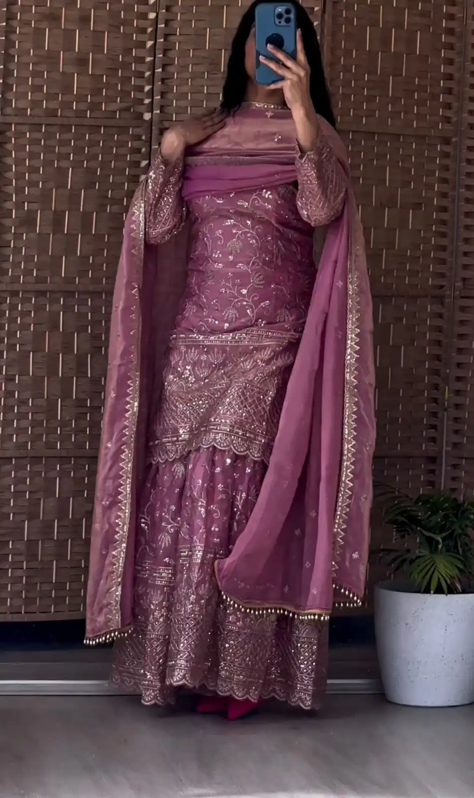 Cool Lavender Fandy Crush Silk Sequins Work Salwar Suit