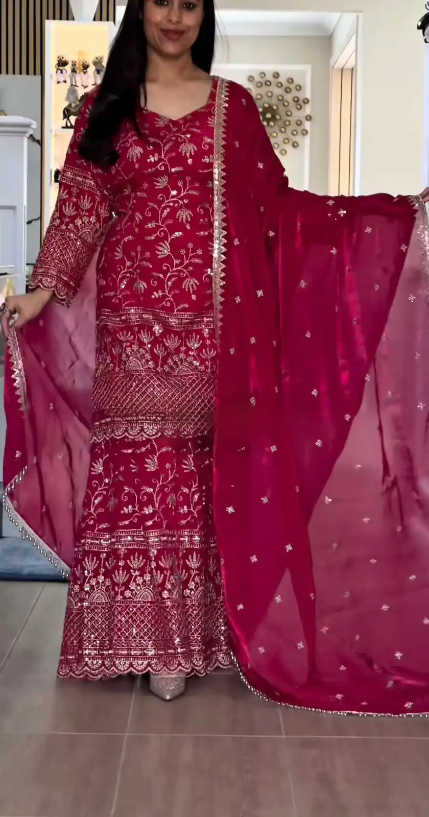 Cool Pink Fandy Crush Silk Sequins Work Salwar Suit