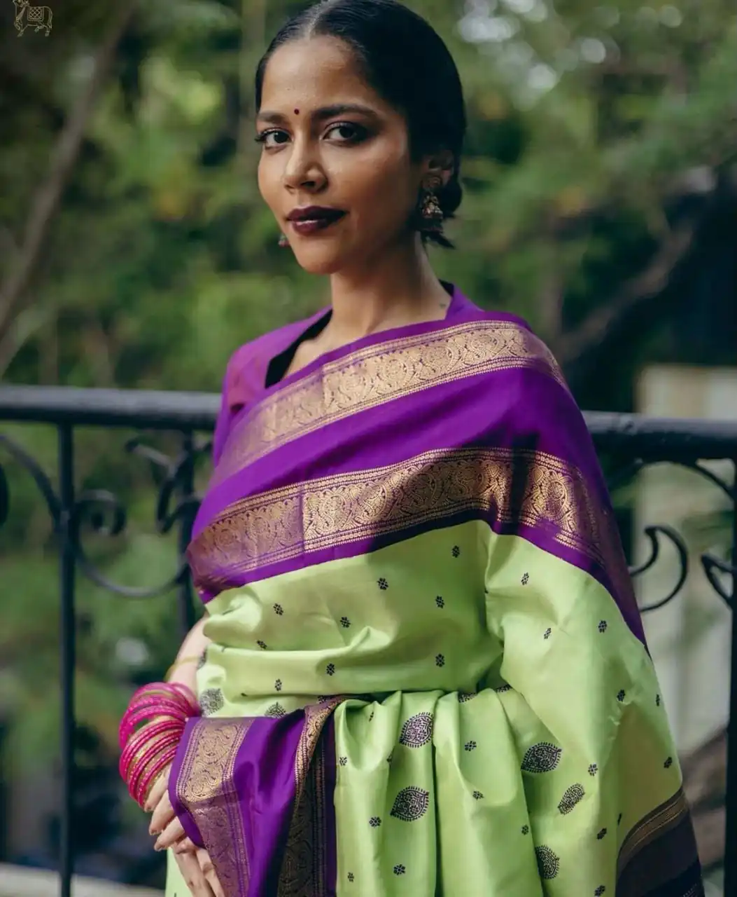 Fancy Pista Soft Lichi Silk With Jacquard Saree - Image 6