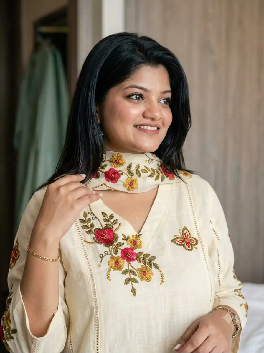 Fancy Yellow Air Tex Chinon Embroidery Work Salwar Suit - Image 2