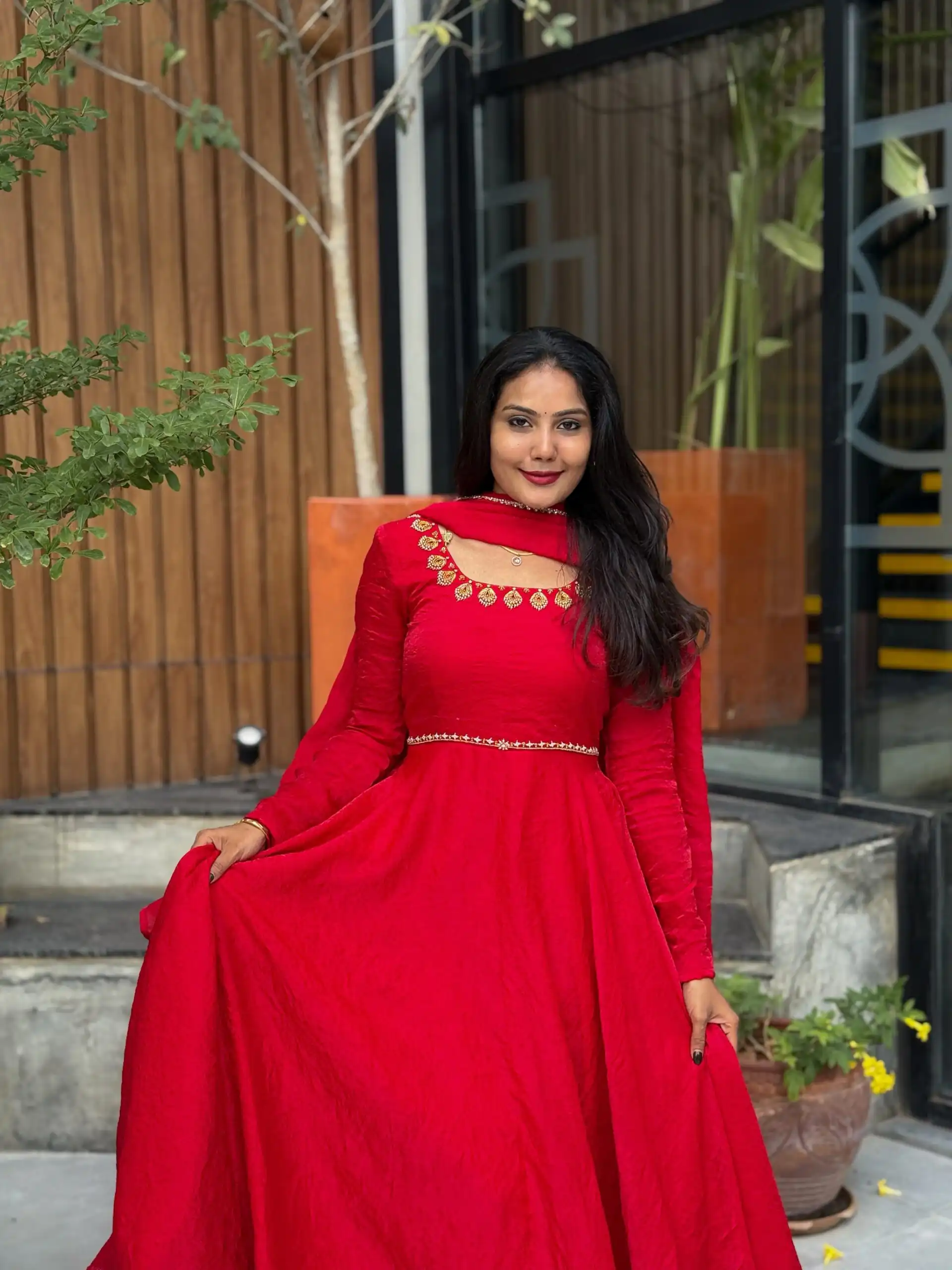 Fantastic Red Fendy Silk Hand Work Salwar Suit - Image 2