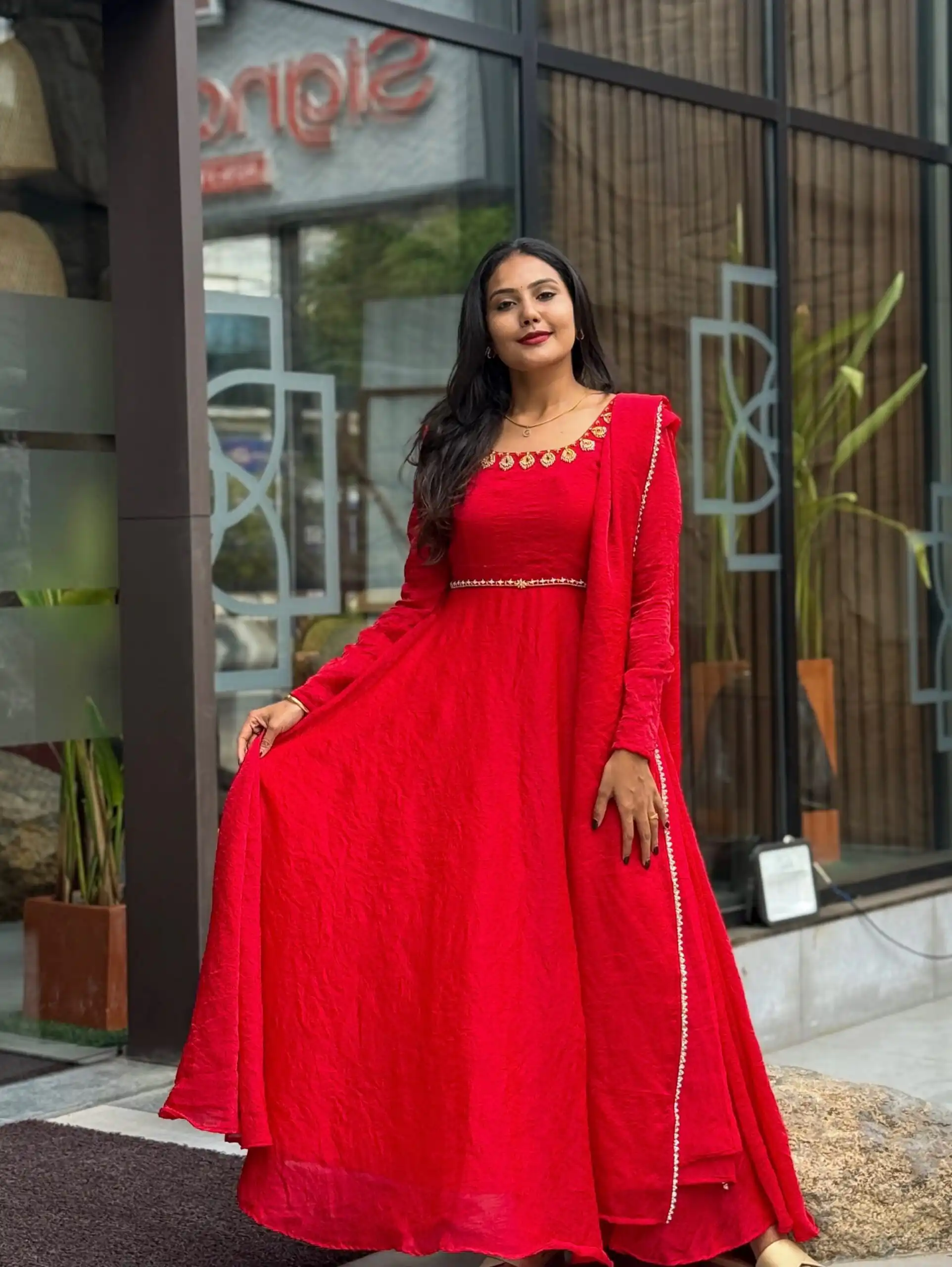 Fantastic Red Fendy Silk Hand Work Salwar Suit