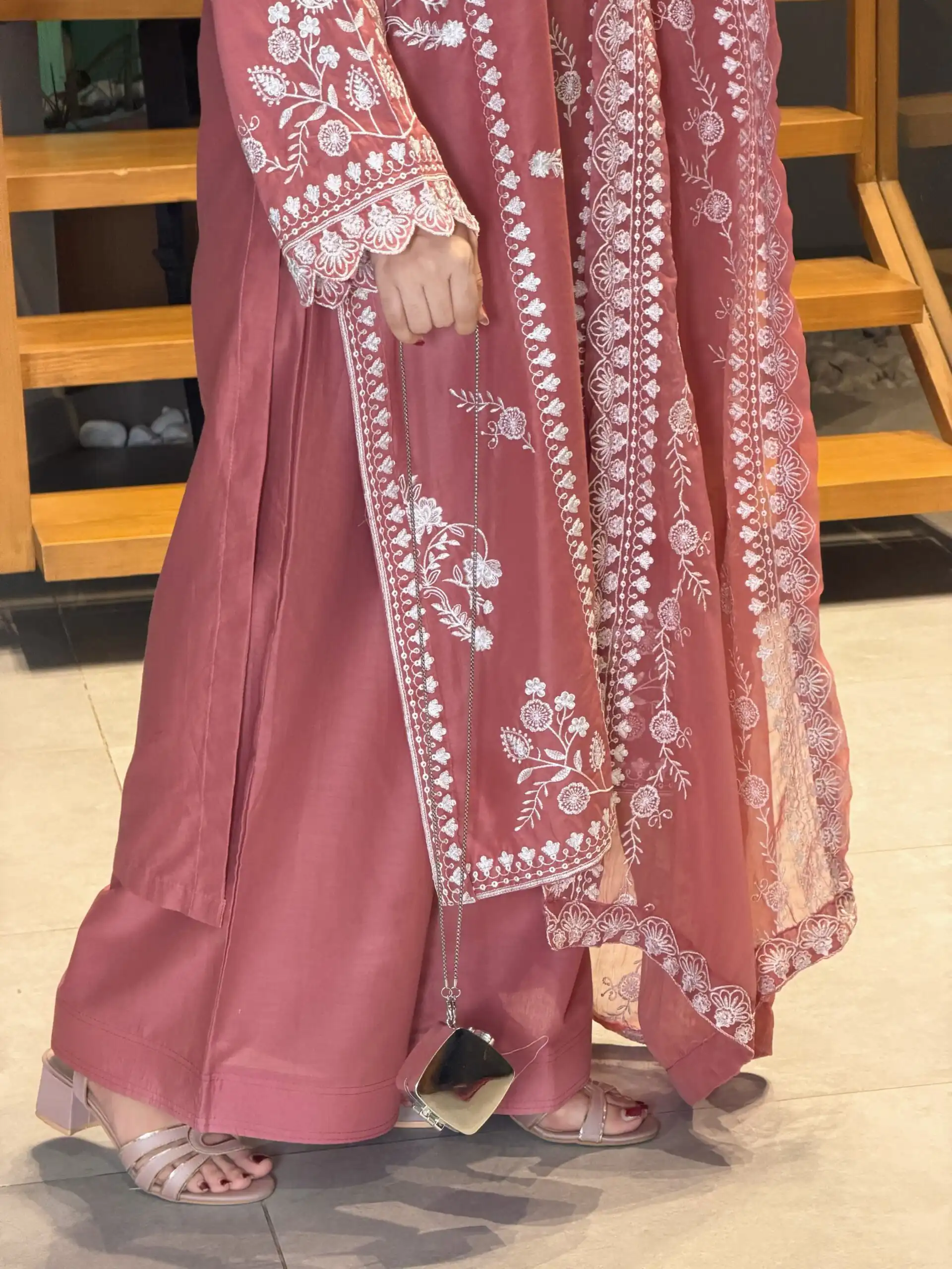 Graceful Peach Mul Chanderi Embroidery Work Salwar Suit - Image 7