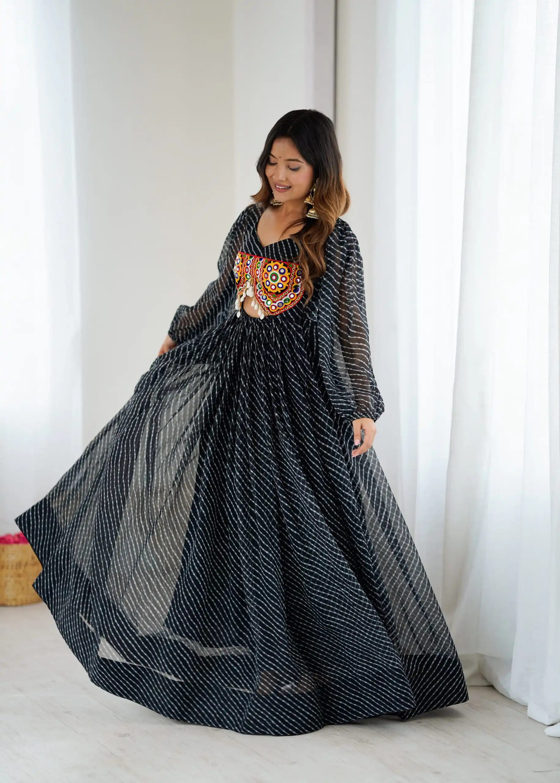 Magical Black Georgette Digital Print Work Gown - Image 4