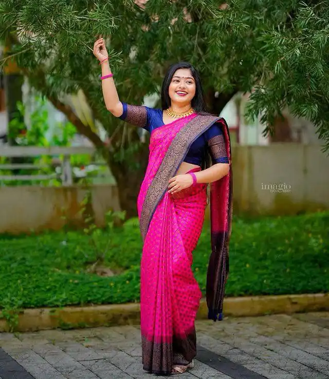 Perfect Pink Lichi Silk Jacquard All Over Work Saree