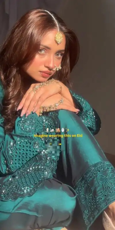 Shiny Teal Natural Crepe Silk Thread Work Salwar Suit