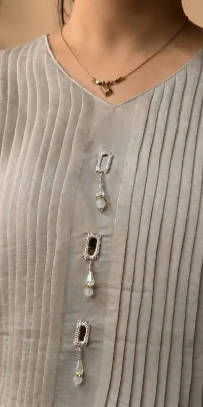 Alternative view of Special Grey Mal Chanderi Hand Work Salwar Suit