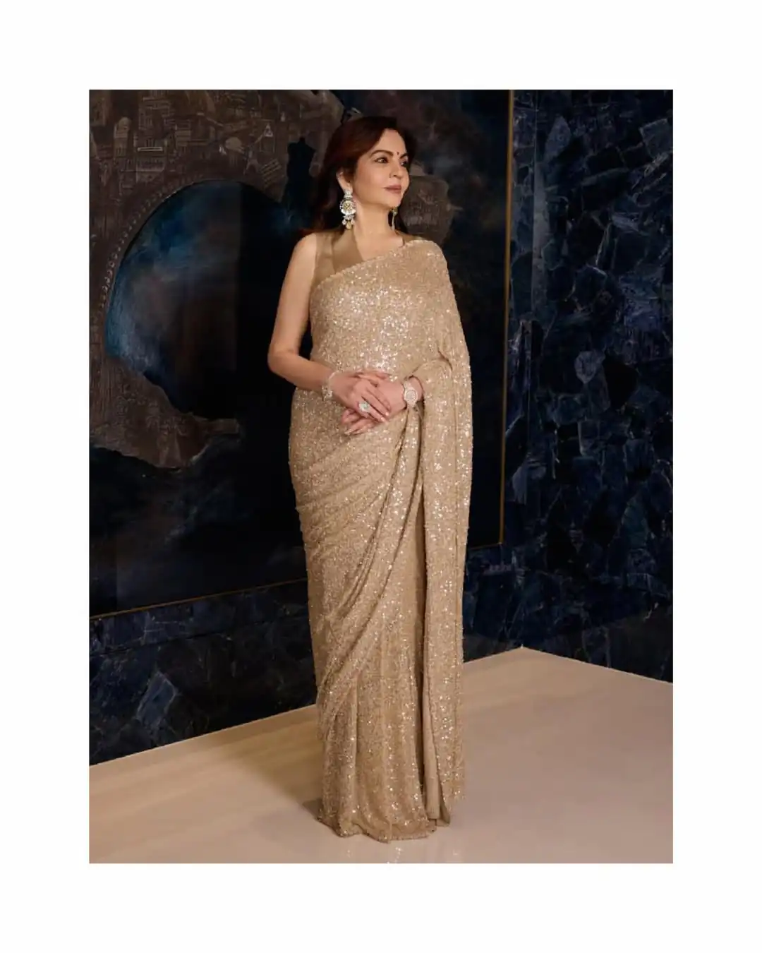 Super Gold Georgette Khichdi Sequence Work Saree