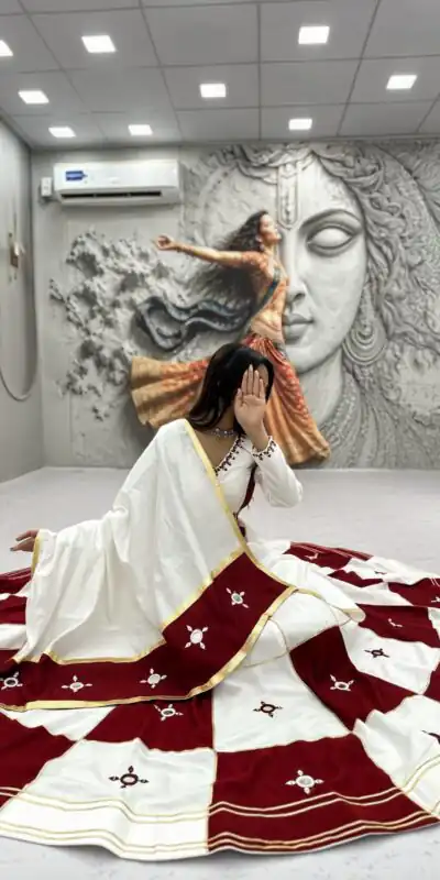 Alternative view of Super Maroon Cotton Hand Mirror Work Lehenga Choli