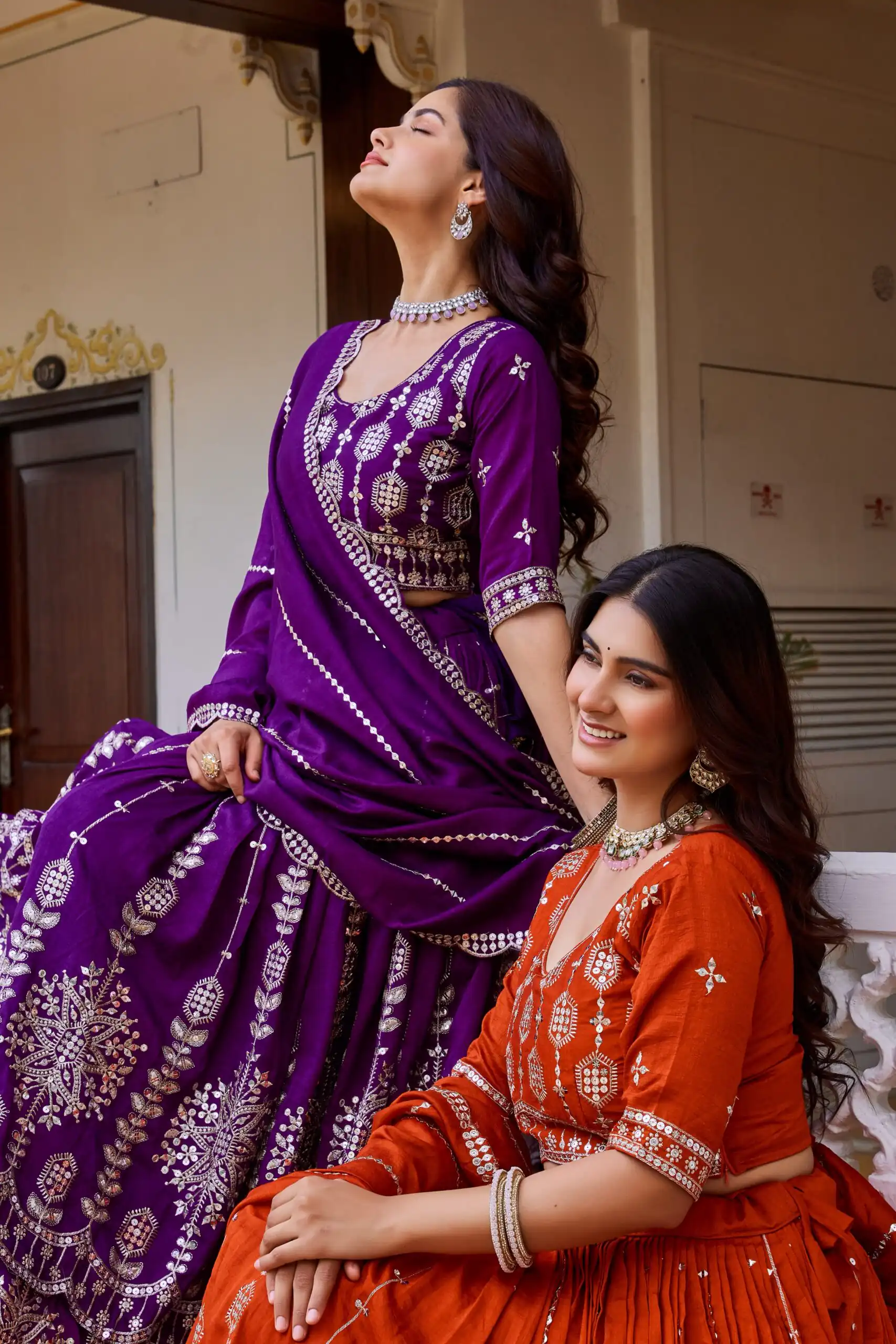 Super Rust Vichitra Sequence Work Lehenga Choli - Image 6