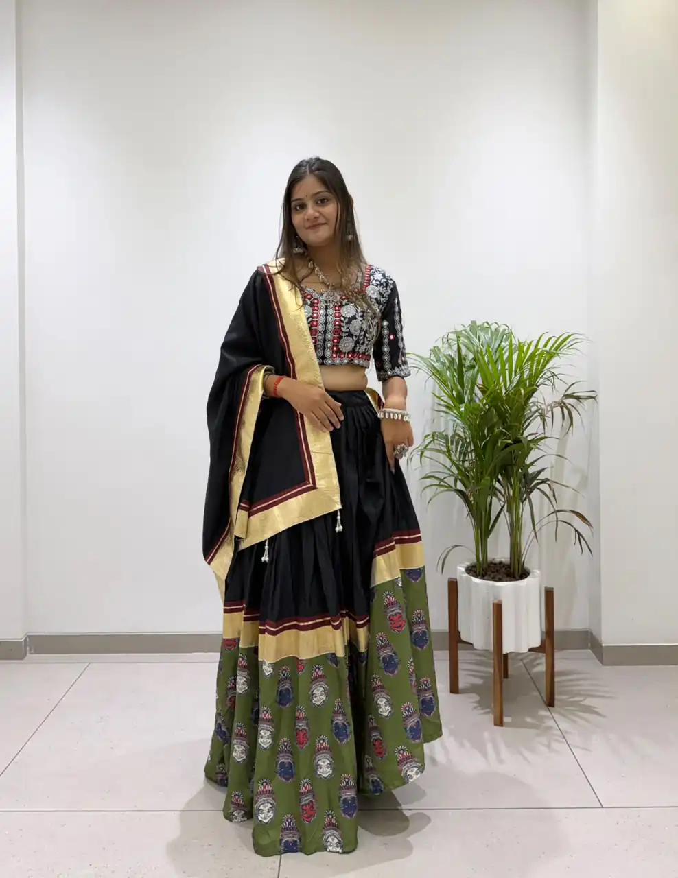 Trendy Black Rayon Embroider Work Lehenga Choli