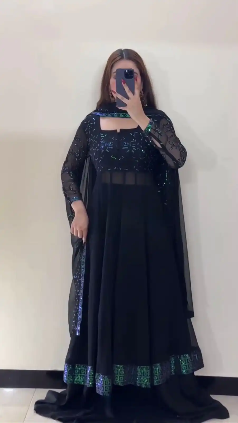 Trendy Navy Blue Faux Georgette Thread Work Salwar Suit - Image 2