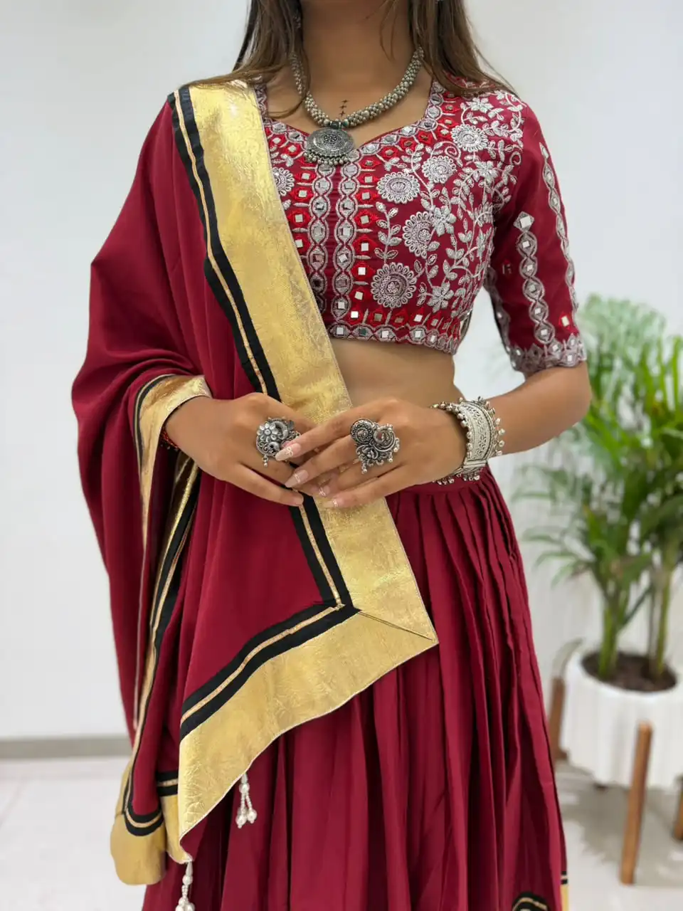 Trendy Red Rayon Embroider Work Lehenga Choli - Image 4