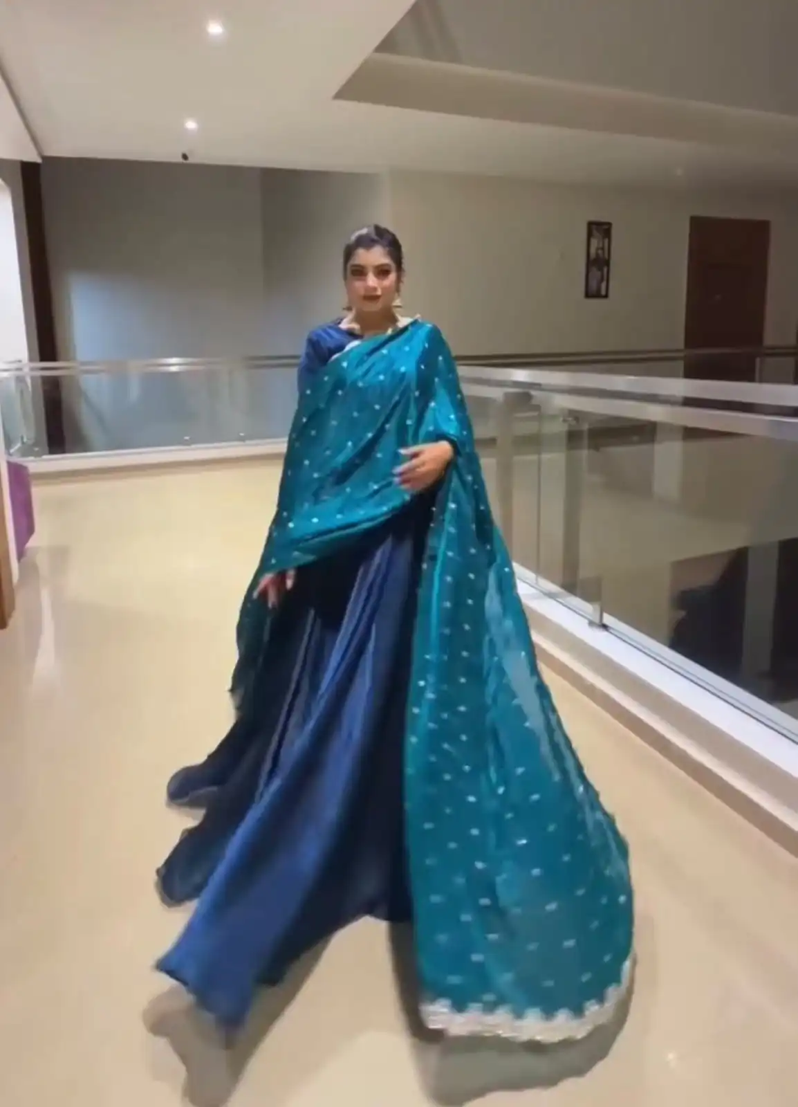 Unique Blue Fandy Crush Silk Sequins Work Salwar Suit - Image 2