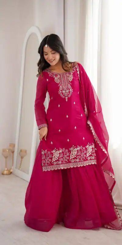 KB 295 Pink Crunchy Silk Salwar Suit with Embroidery Work. Wedding, Party, Festive, Events Best Price ₹2299. Delivery 4-6 Working Days. Shop now. | Casual Suits, Jump Suits, Creative suits, Designer Suits, Palazzo Suits, Party Wear Suits, Patiala Suits, Salwar suit, Straight Suits