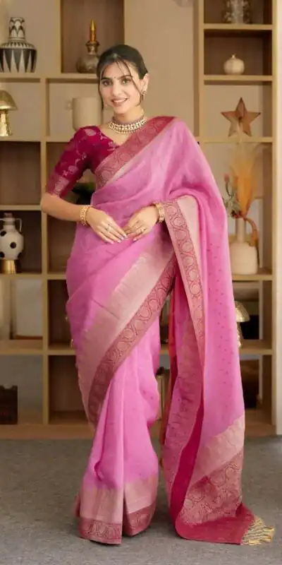 KP 6093 Pink Color Soft Lichi Silk Jacquard On All Over Saree Casual, Party Wear, Wedding, Events Etc. Expected Delivery 4-6 Working Days @1649/- | Creative Sarees, Bollywood Sarees, Designer Sarees, Embroidered Sarees, Ethnic Saree, Modern Digital sarees, Party Wear Sarees, Sarees