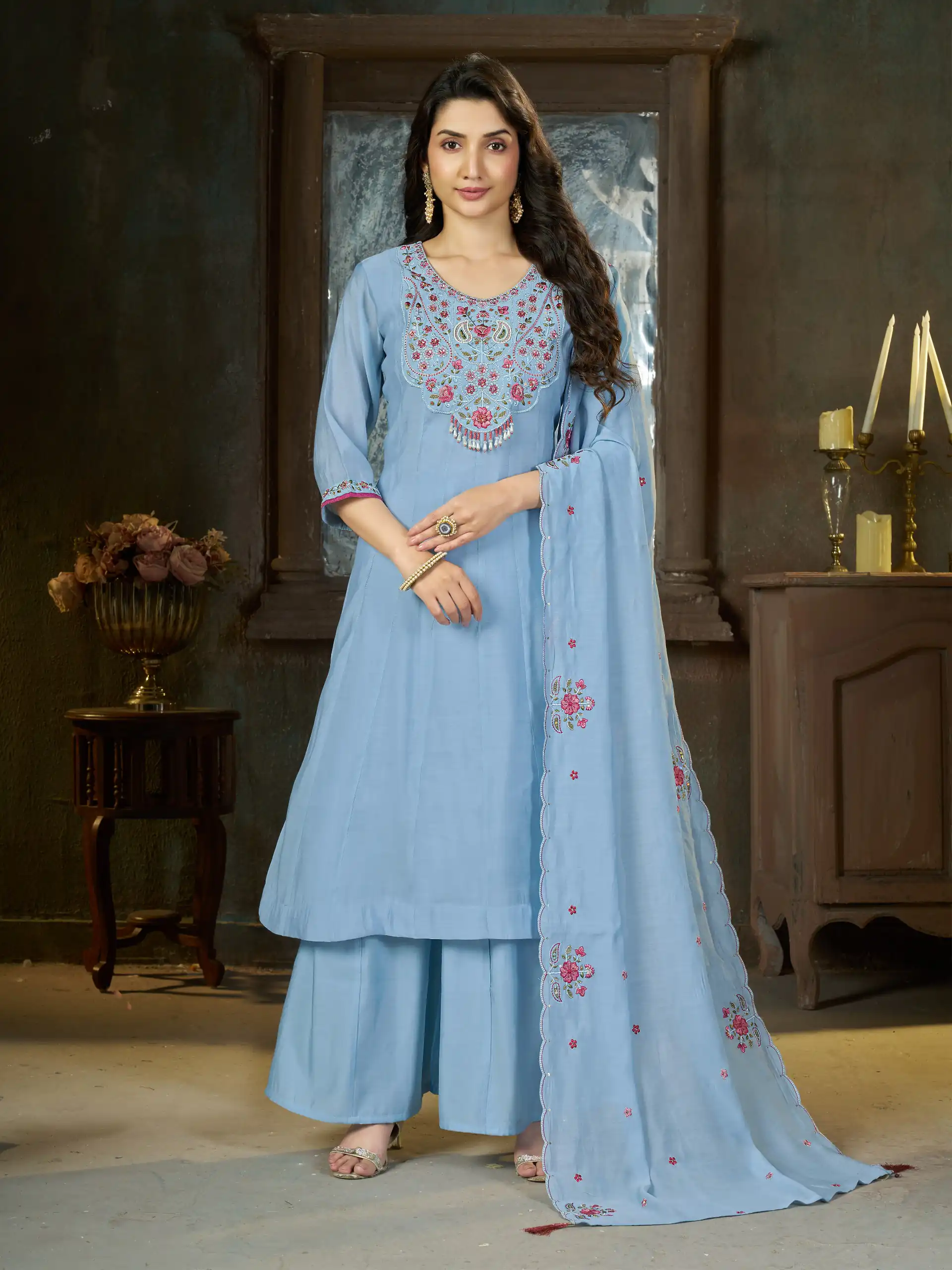 DIVA 175 Blue Mal Chanderi Salwar Suit Perfect for Wedding, Party, Baisakhi, Housewarming, Sangeet – Introductory Price ₹2899. Delivery 4-6 Working D | Casual Suits, Jump Suits, Creative suits, Designer Suits, Palazzo Suits, Party Wear Suits, Patiala Suits, Salwar suit, Straight Suits