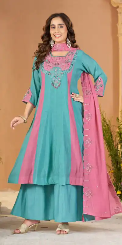 DIVA 186 Blue Mal Chanderi Salwar Suit Perfect for Wedding, Party, Baisakhi, Housewarming, Sangeet – Introductory Price ₹2899. Delivery 4-6 Working D | Casual Suits, Jump Suits, Creative suits, Designer Suits, Palazzo Suits, Party Wear Suits, Patiala Suits, Salwar suit, Straight Suits