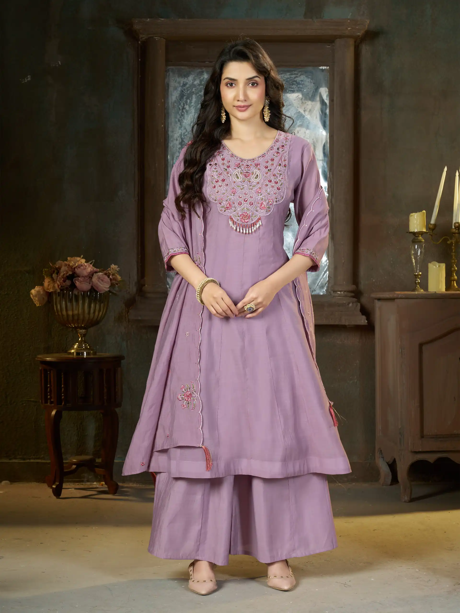 DIVA 175 Lavender Mal Chanderi Salwar Suit Perfect for Wedding, Party, Baisakhi, Housewarming, Sangeet – Introductory Price ₹2899. Delivery 4-6 Working D | Casual Suits, Jump Suits, Creative suits, Designer Suits, Palazzo Suits, Party Wear Suits, Patiala Suits, Salwar suit, Straight Suits