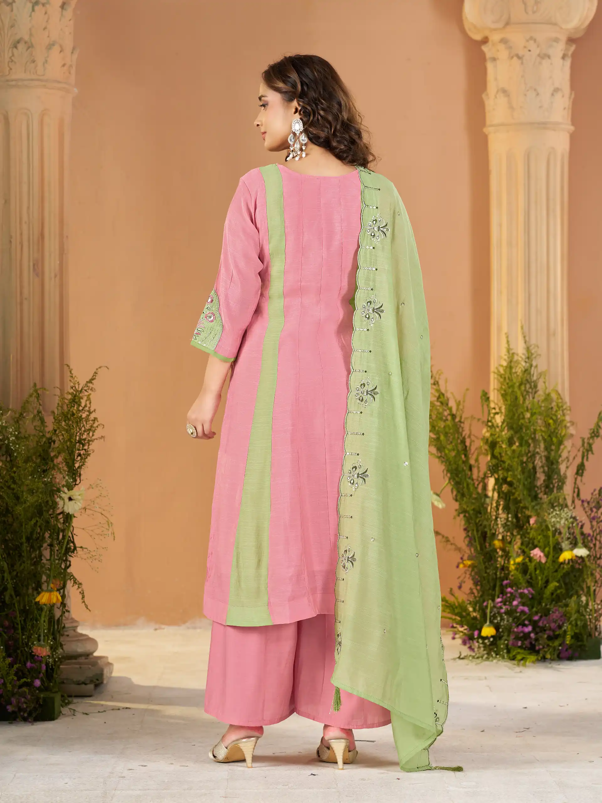 DIVA 186 Peach Mal Chanderi Salwar Suit Perfect for Wedding, Party, Baisakhi, Housewarming, Sangeet – Introductory Price ₹2899. Delivery 4-6 Working D | Casual Suits, Jump Suits, Creative suits, Designer Suits, Palazzo Suits, Party Wear Suits, Patiala Suits, Salwar suit, Straight Suits