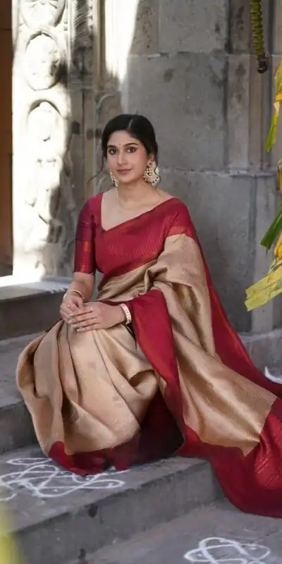 KPR 164 Red Soft Lichi Silk Saree with Lace Work & Lace Border. Introductory Price ₹1649. Delivery 4-6 Working Days. Shop now. | Creative Sarees, Bollywood Sarees, Designer Sarees, Embroidered Sarees, Ethnic Saree, Modern Digital sarees, Party Wear Sarees, Sarees