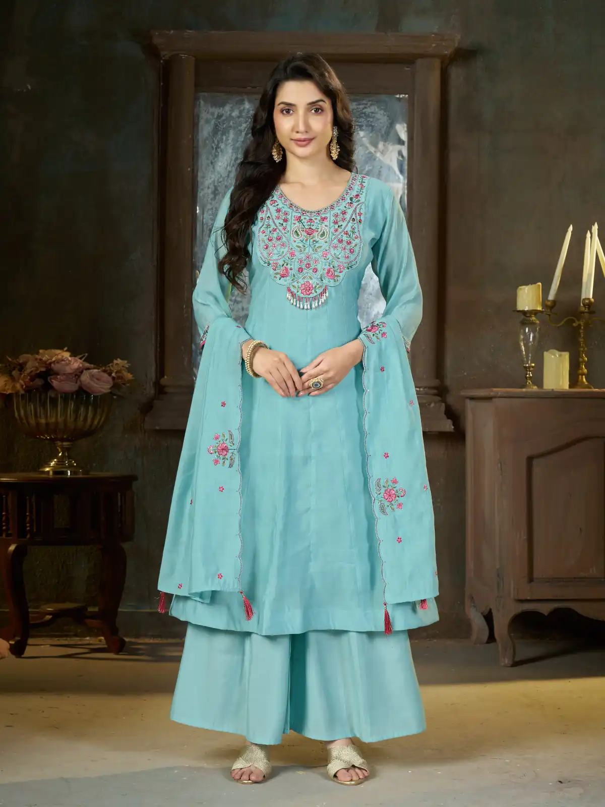 DIVA 175 Sea Blue Mal Chanderi Salwar Suit Perfect for Wedding, Party, Baisakhi, Housewarming, Sangeet – Introductory Price ₹2899. Delivery 4-6 Working D | Casual Suits, Jump Suits, Creative suits, Designer Suits, Palazzo Suits, Party Wear Suits, Patiala Suits, Salwar suit, Straight Suits